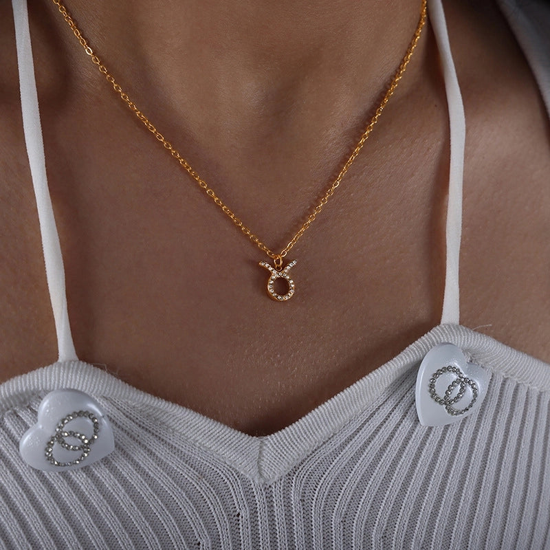 Minimalist Constellation Titanium Steel Zircon 18K Gold Plated Plating Inlay Pendant Necklace