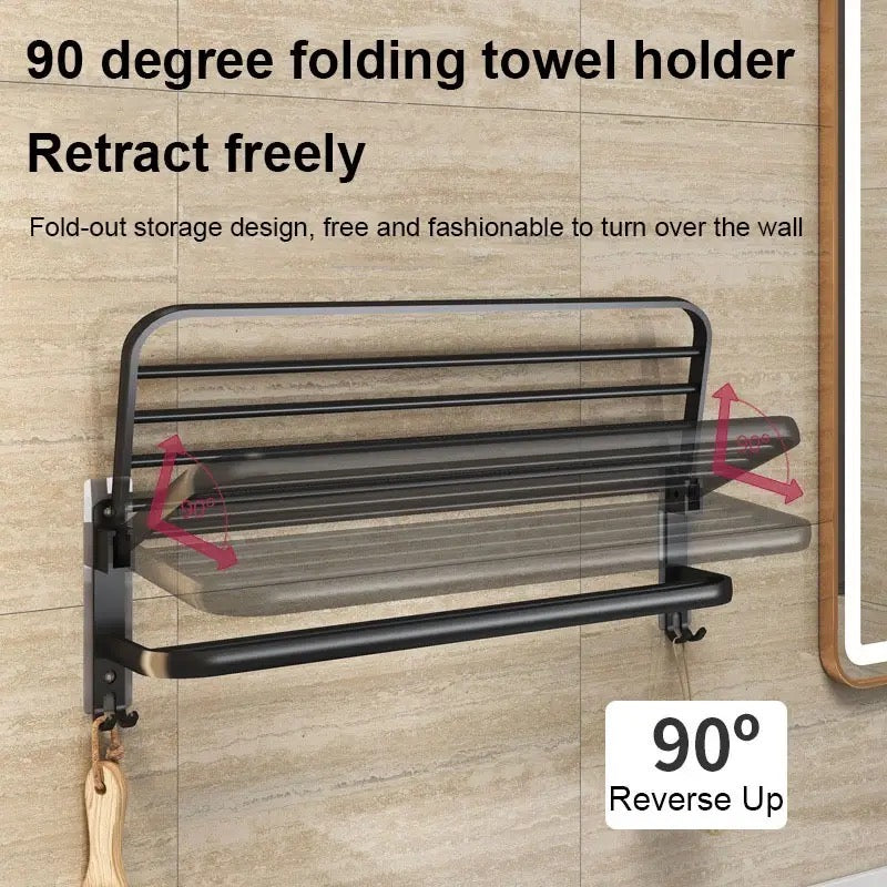 DOUBLE LAYERS FOLDING BATH TOWEL HOLDER