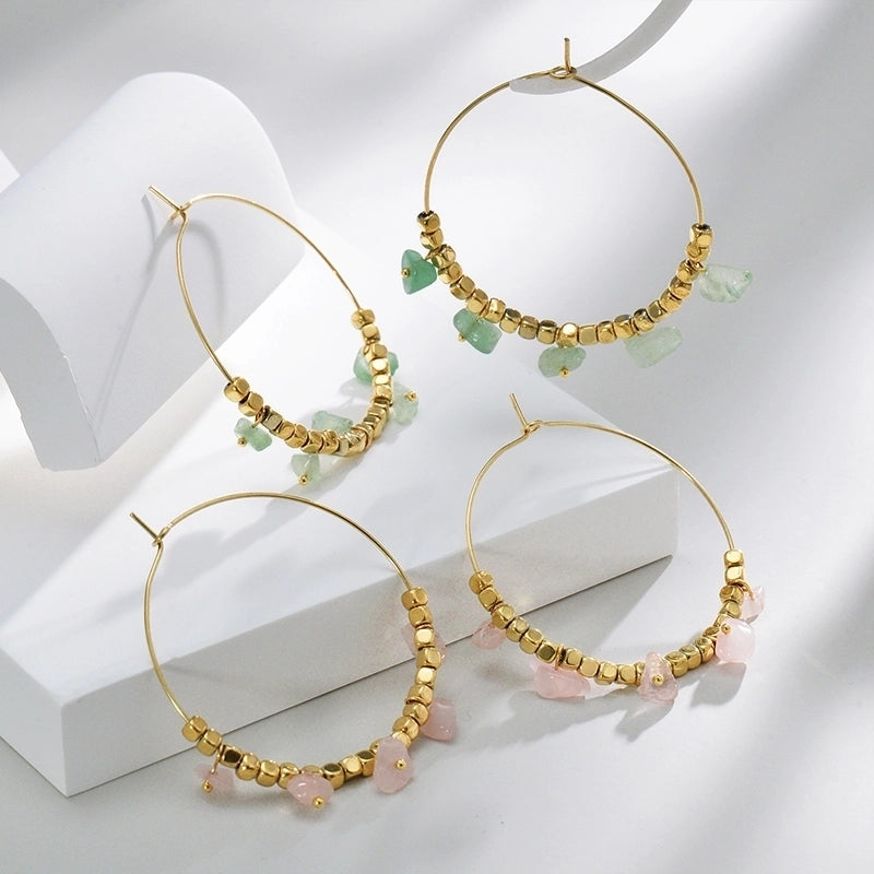 Sweet Solid Color Stainless Steel Earrings Beaded Plating Stainless Steel Earrings