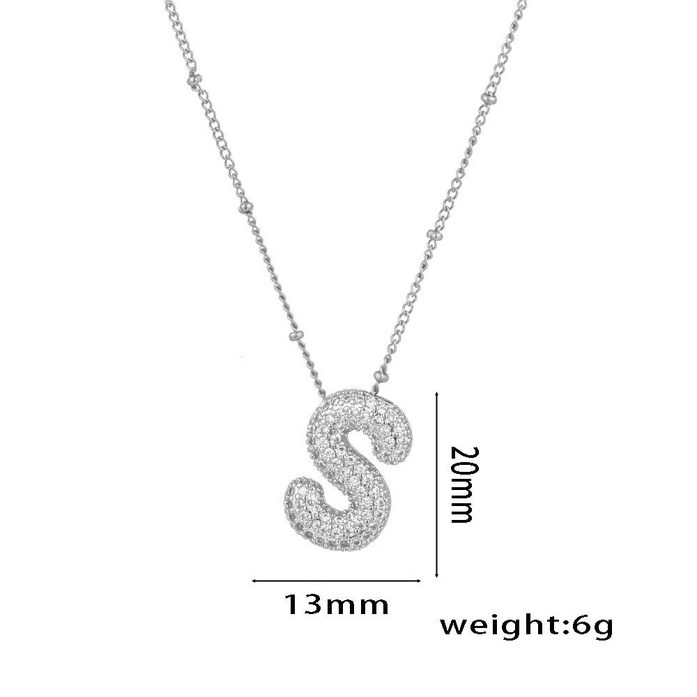 New Micro-Inlaid Zircon 26 Letter Pendant Necklace Copper Plated 18K Gold Fashionable And Classic
