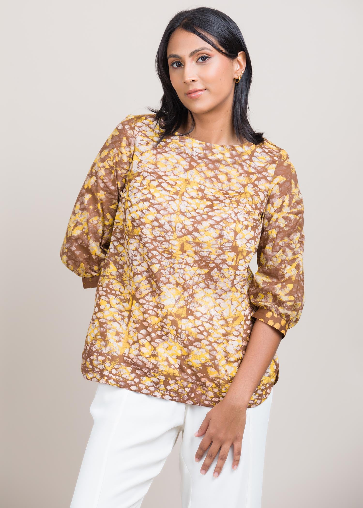 spots batik printed blouse