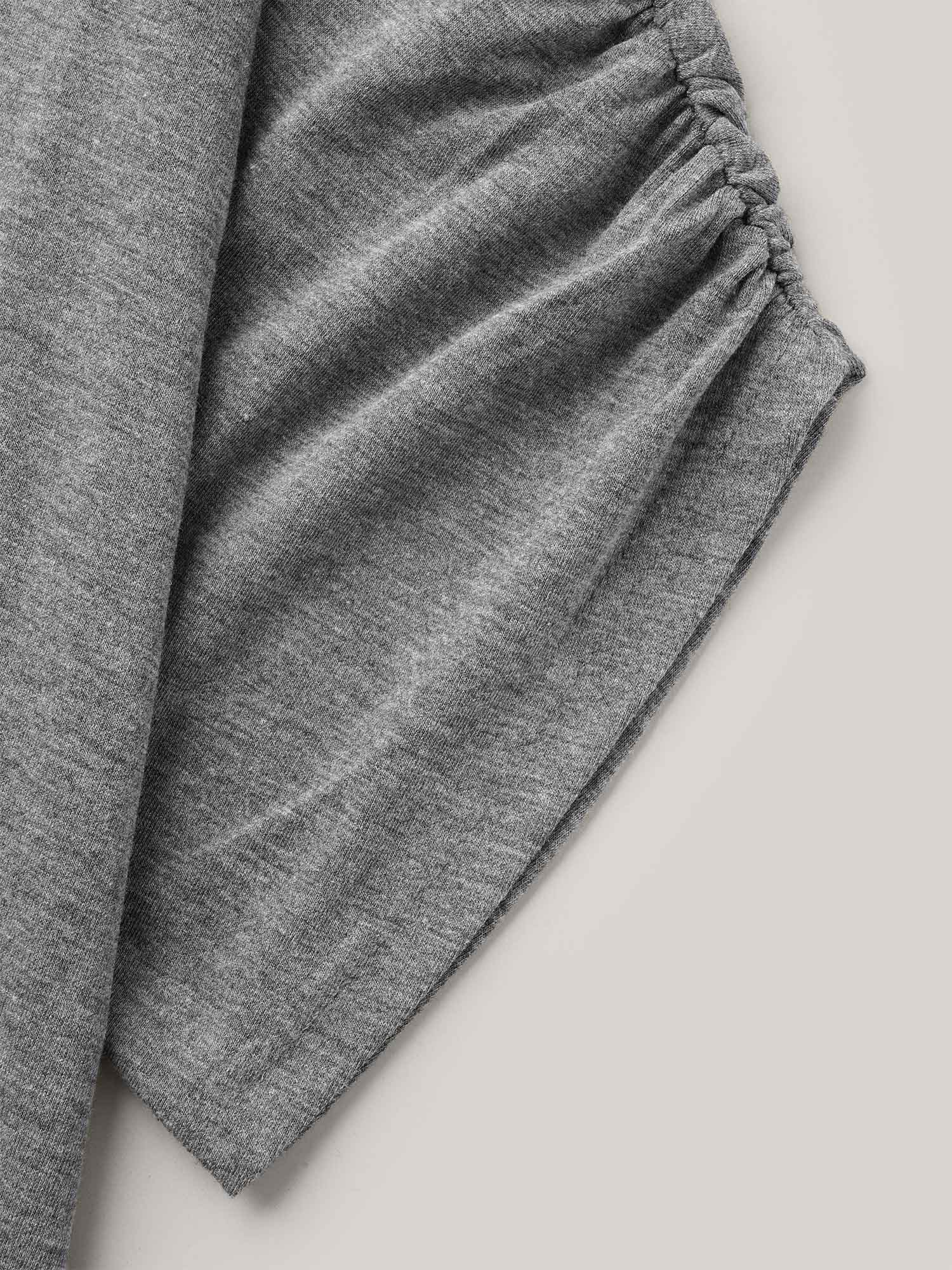 Stretchy Solid Color Gathered Sleeve T-Shirt
