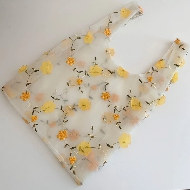 Women's Basic Flower Polyester Shopping Bags