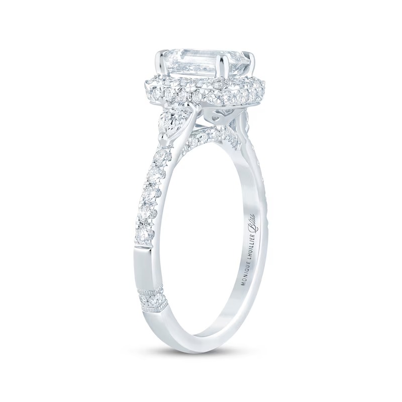 Monique Lhuillier Bliss Emerald-Cut Lab-Grown Diamond Engagement Ring 1-7/8 ct tw 18K White Gold
