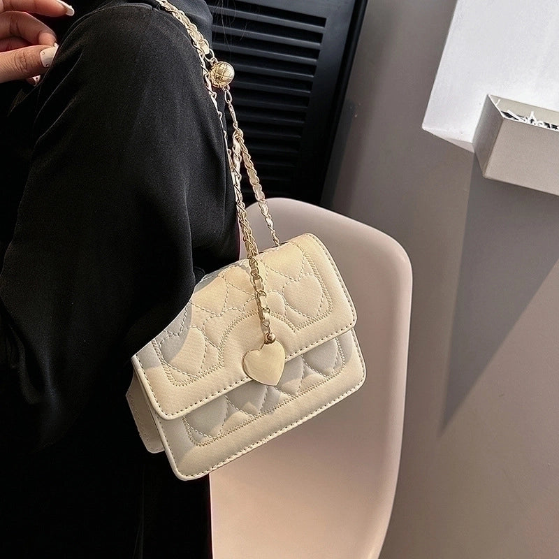 Women's Small Pu Leather Solid Color Classic Style Square Flip Cover Shoulder Bag
