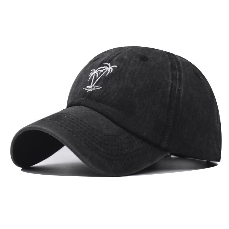 Unisex Basic Coconut Tree Embroidery Crimping Baseball Cap