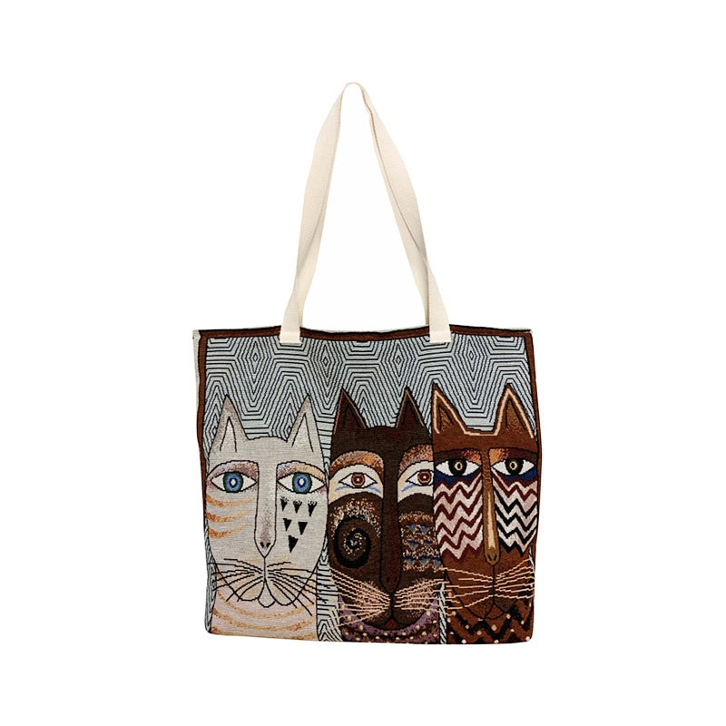 Women's Canvas Printing Streetwear Square Open Square Bag