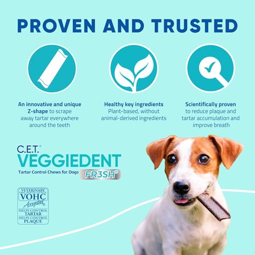 Virbac CET Veggiedent FR3SH Tartar Control Chews for Dogs. Small