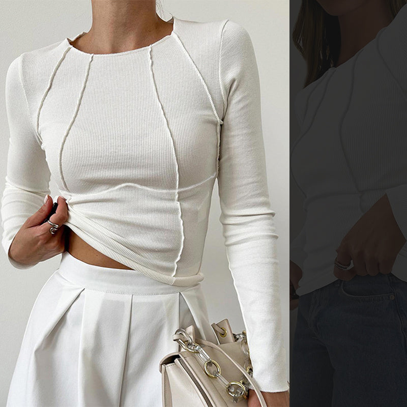 🍃Solid Color Round Neck Slim Knit Top