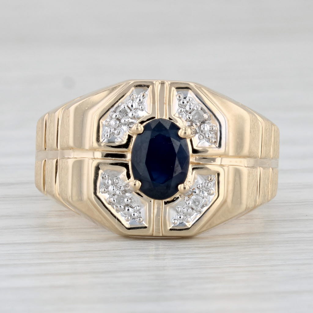 1.05ctw Blue Sapphire Diamond Ring 10k Yellow Gold Size 9.75