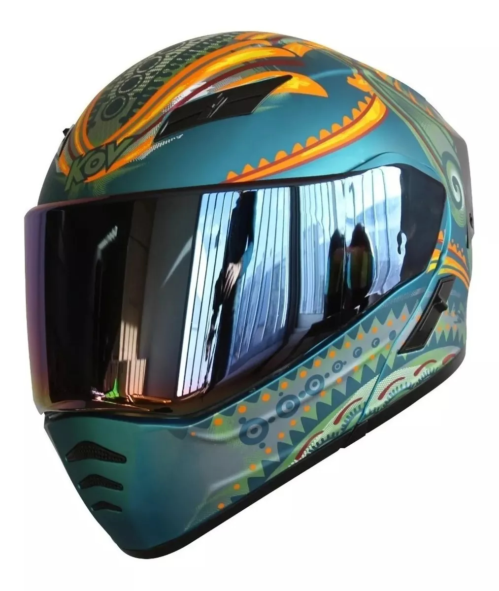 Casco Kov Abatible Con Luz Led Stelar Gafas Dot + Regalo