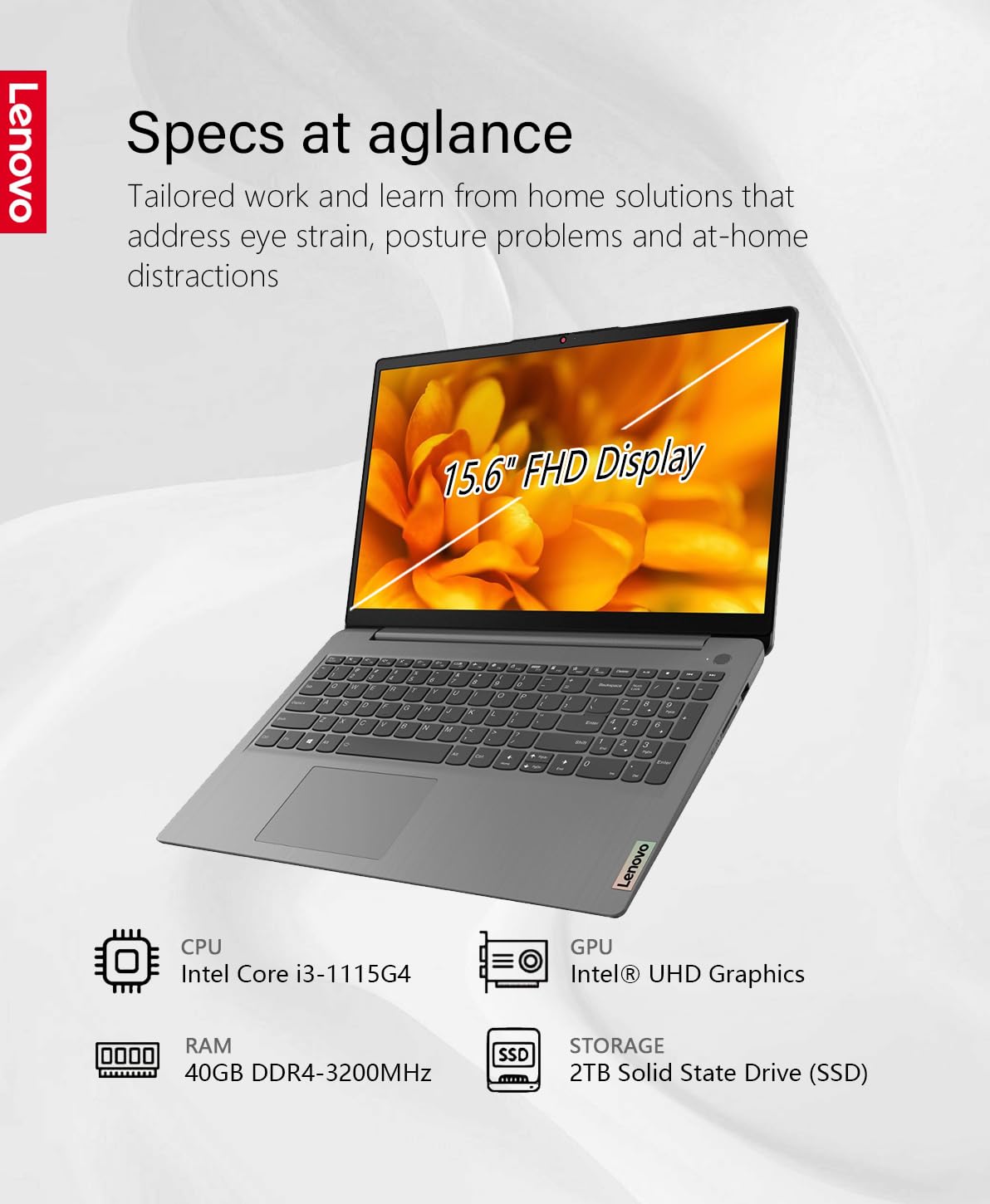 Lenovo Laptop Ideapad 3i 2023, pantalla táctil FHD de 15.6 pulgadas, RAM DDR4 de 12 GB, procesador Intel Core i3-1115G4 de 11ª generación, SSD de 256 GB, HDMI, cámara web, Wi-Fi6, Bluetooth, Win11