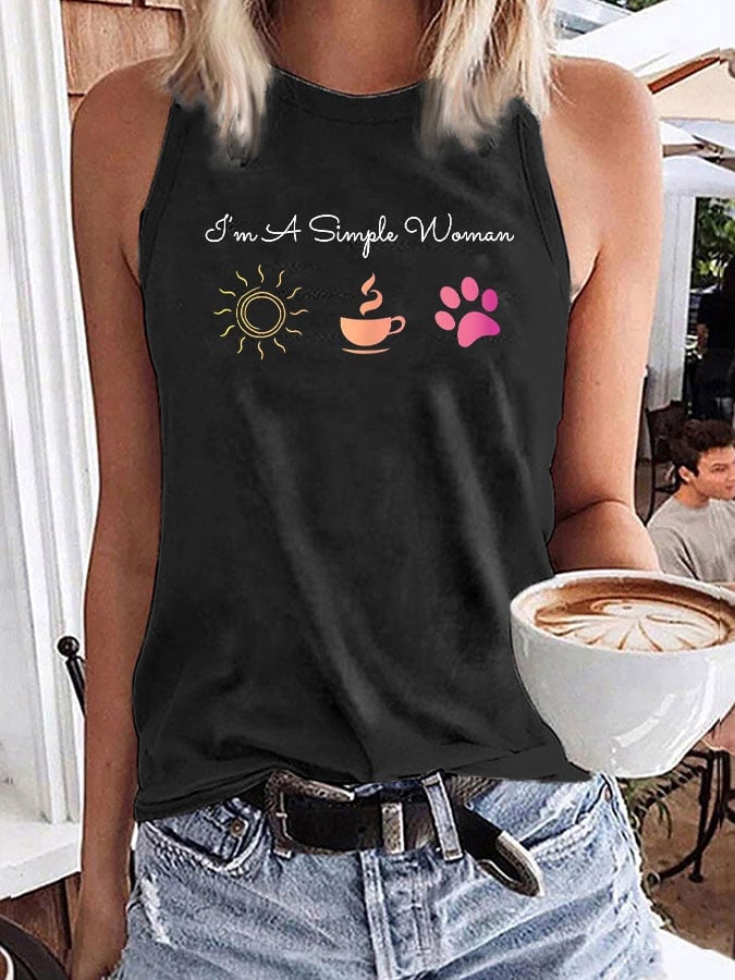 Women's I'm A Simple Woman Sunshine Coffee Paw Dog Tank Top