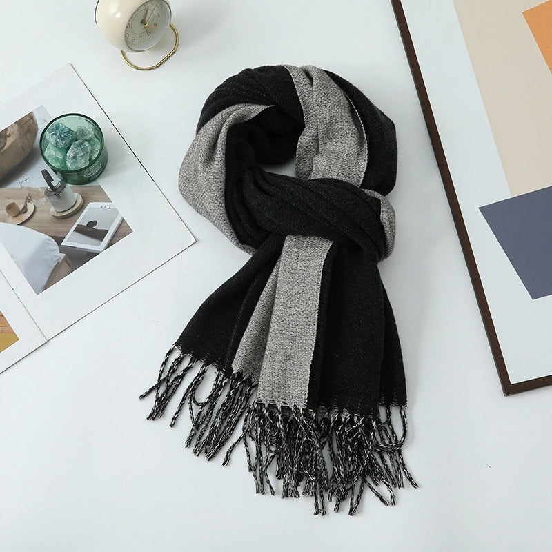 Cashmere Scarf Women's Winter Hot Imitation Cashmere Scarf Men's Shawl  Thickened Double-sided Wool Scarf