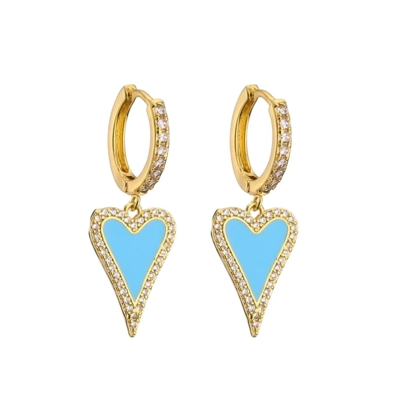 Cute Heart Plating Copper Zircon Copper Earrings