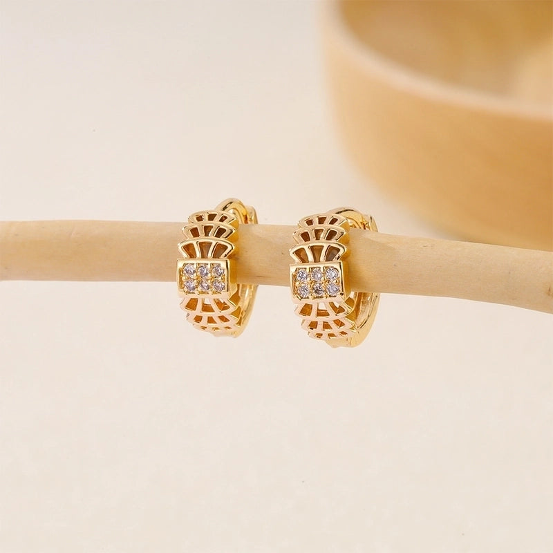 1 Piece IG Style Minimalist Geometric Inlay Copper Zircon Earrings