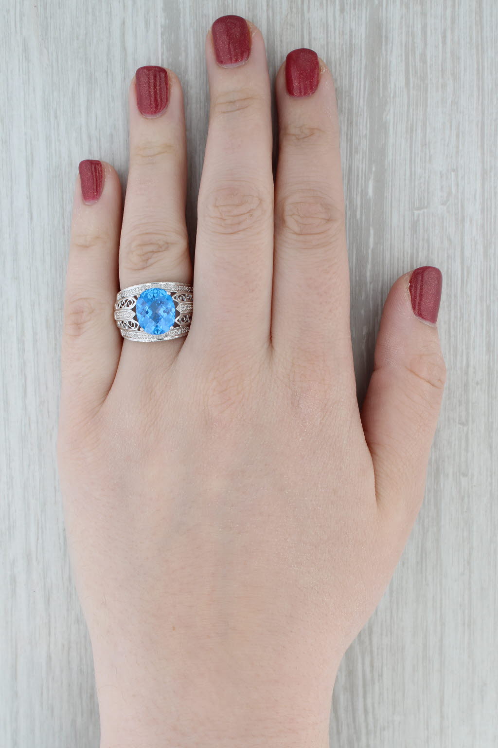 6.06ctw Mystic Topaz Diamond Ring 14k White Gold Size 8 Cocktail