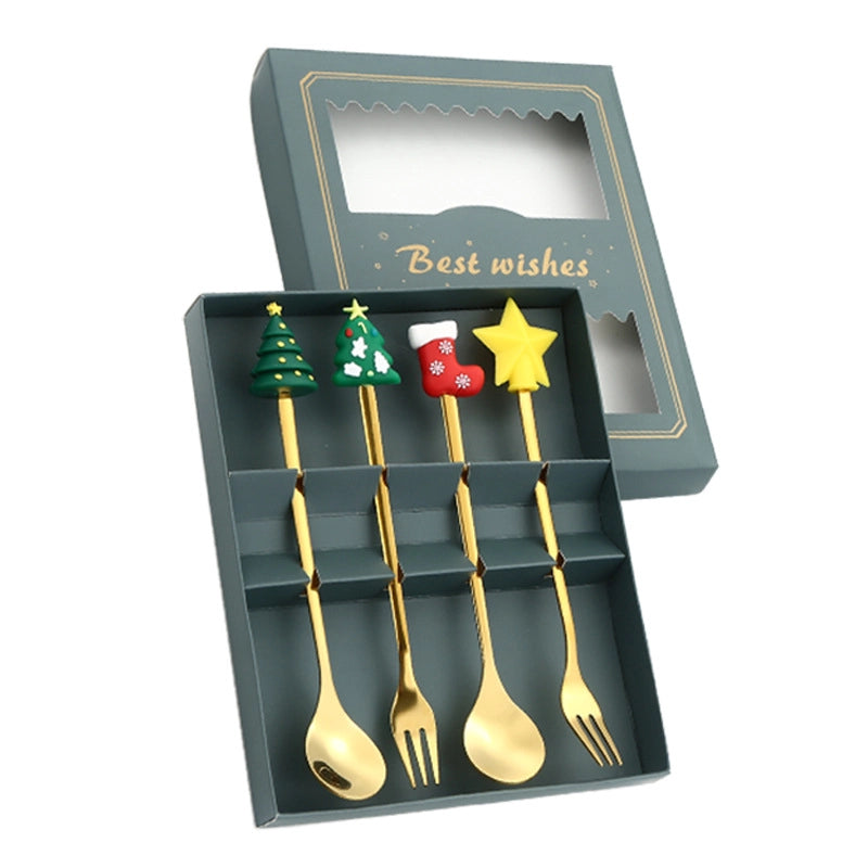Christmas Casual Vacation Letter 410 Stainless Steel Spoon 1 Set