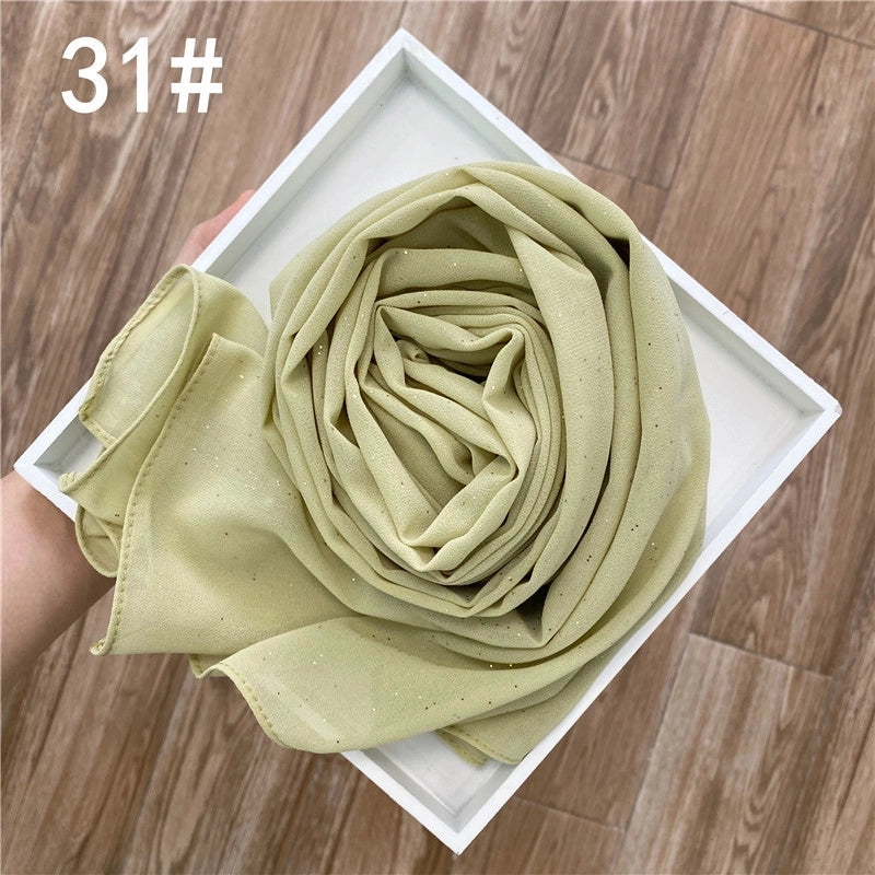Solid Color Sprinkling Gold Pearl Chiffon Chiffon Fashion Sprinkling Gold Scarf Women's Toe Chiffon Glitter Scarf