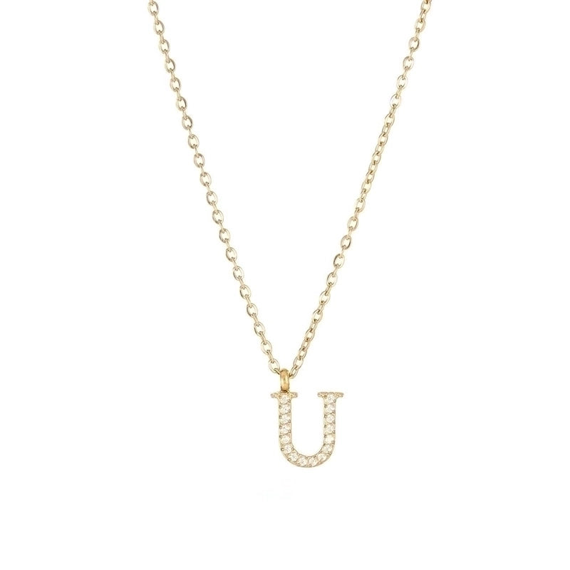 Minimalist Letter 304 Stainless Steel Zircon 16K Gold Plated White Gold Plated Plating Inlay Pendant Necklace
