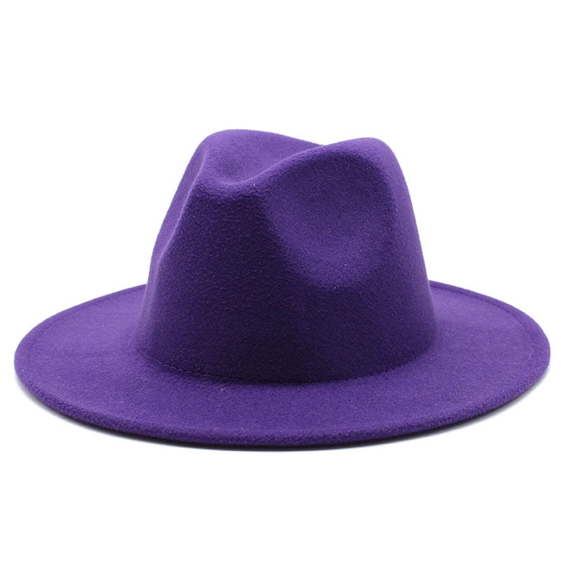 Solid Color Jazz Hat British Style Retro Woolen Hat Adult Embroidery Logo Felt Hat
