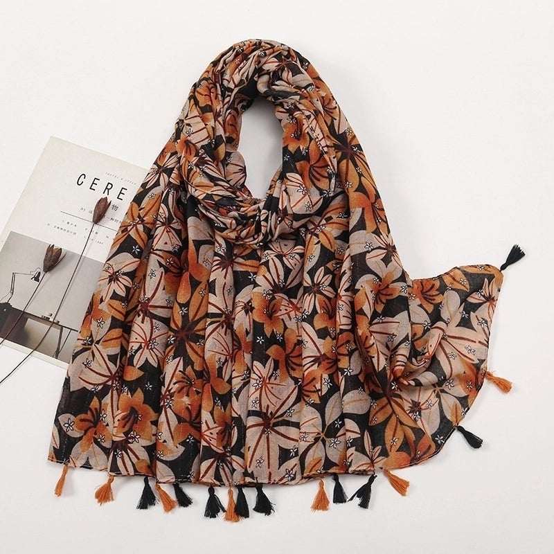 Women's Sweet Color Block Polyester Printing Scarf