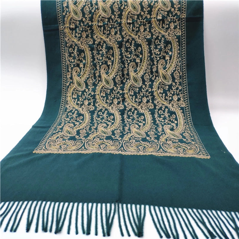 Women's Retro Printing Imitation Cashmere Embroidery Scarf