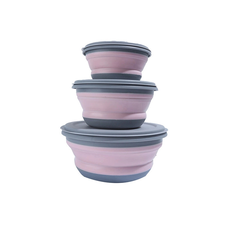 Casual Solid Color Plastic Bowl 3 Pieces Set