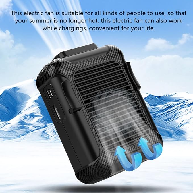 Portable Waist Clip Fan Hanging Cooling Fan USB Charging Power Fan