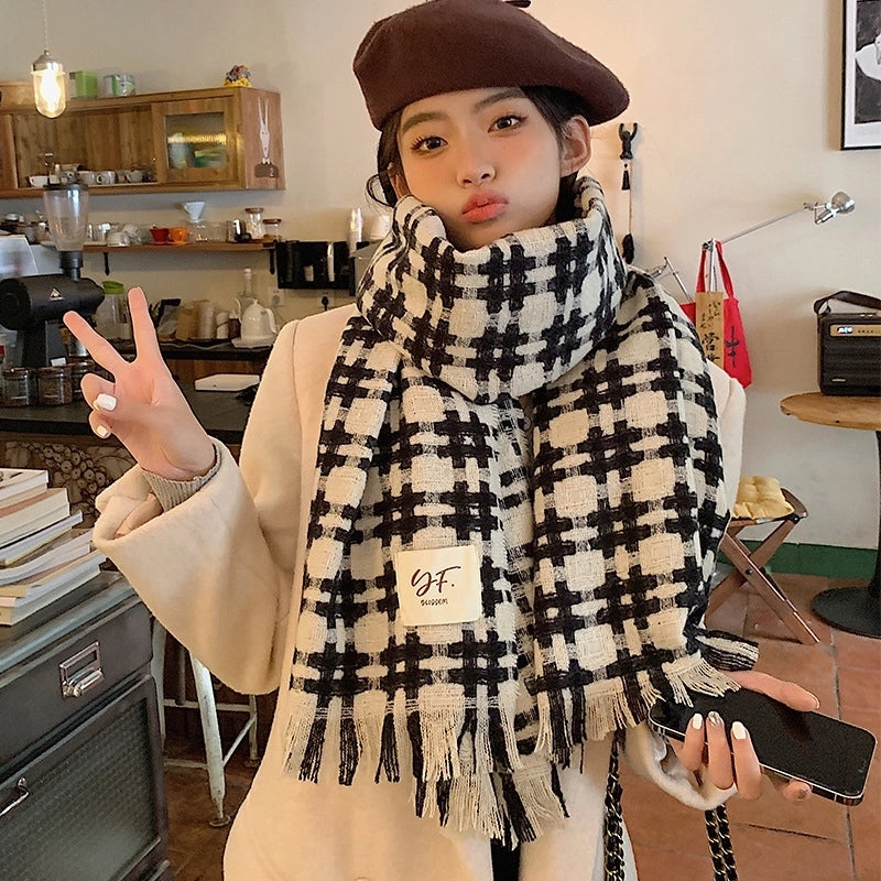 Women's Lady Streetwear Plaid Polyester Scarf