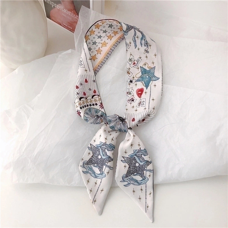 10 Pieces Women's Fashion Geometric Satin Silk Scarves