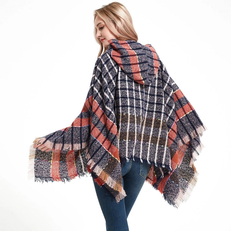 Unisex Streetwear Lattice Polyester Tassel Shawl
