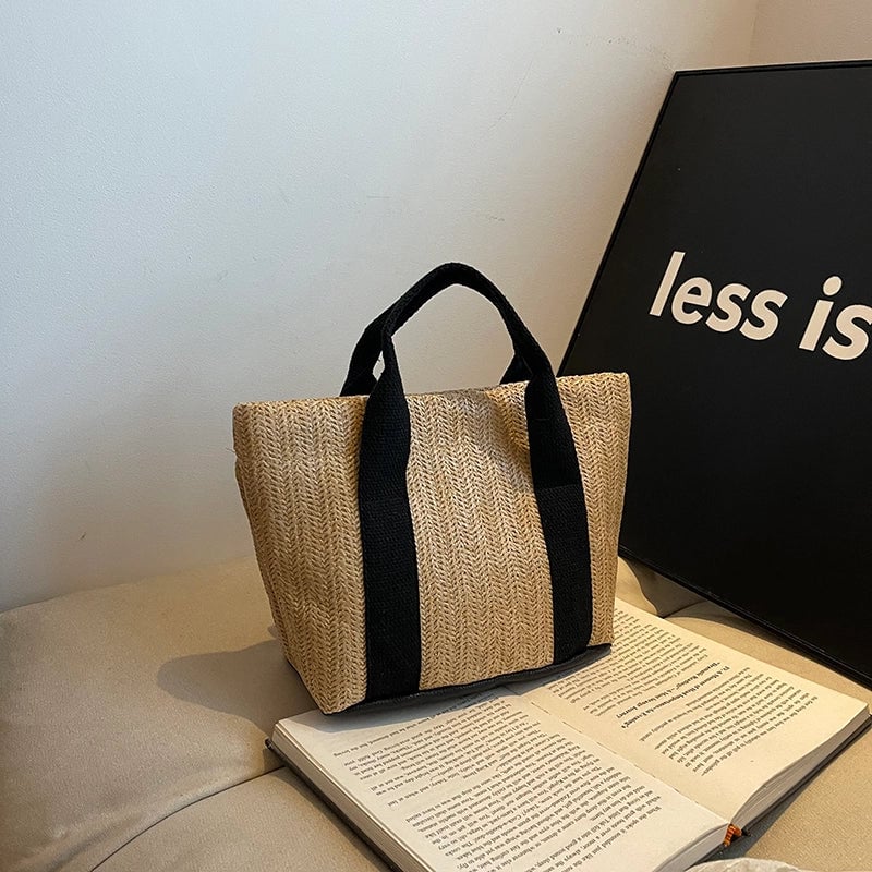 Portable Straw-Weaved Bag Trendy Beach Holiday Pastoral Style Woven Bag