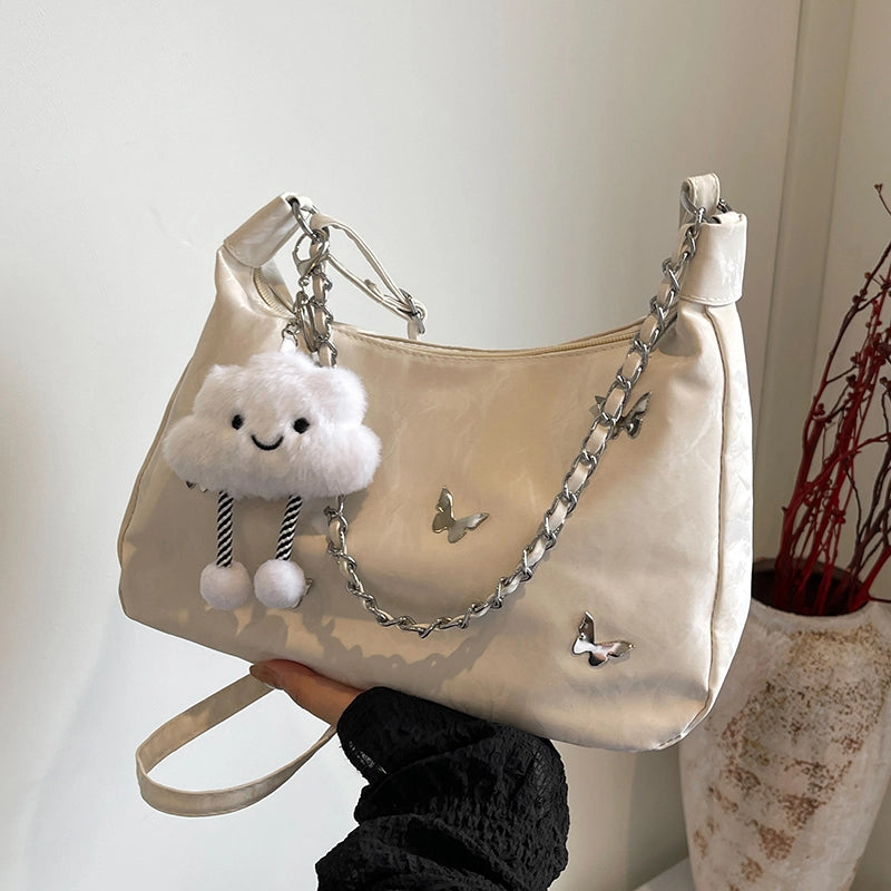 Women's Pu Leather Solid Color Streetwear Square Zipper Shoulder Bag Underarm Bag