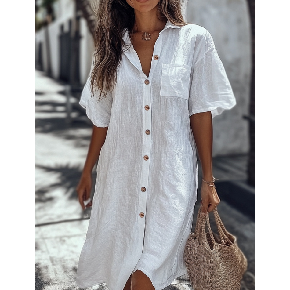 🔥Hot Sale 50% Off💥👗Casual Cotton Linen Shirt Dress