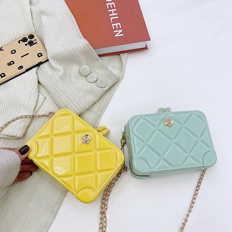 Women's Mini All Seasons Pvc Solid Color Lingge Fashion Square Zipper Square Bag