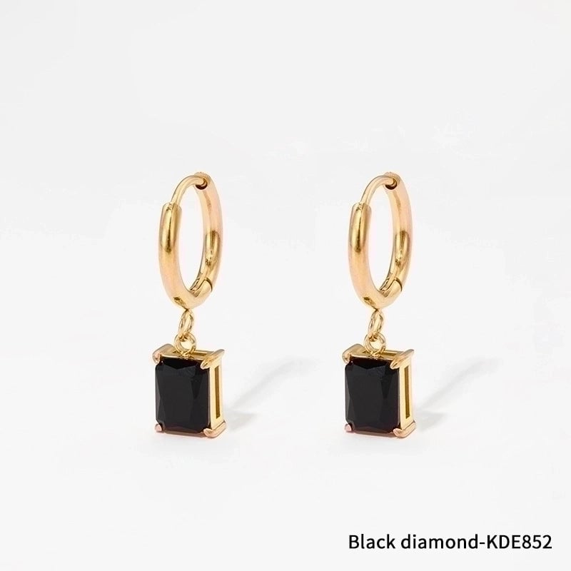 Fashion Square 304 Stainless Steel Zircon 16K Gold Plated White Gold Plated Gold Plated Inlay Stainless Steel Jewelry Sets