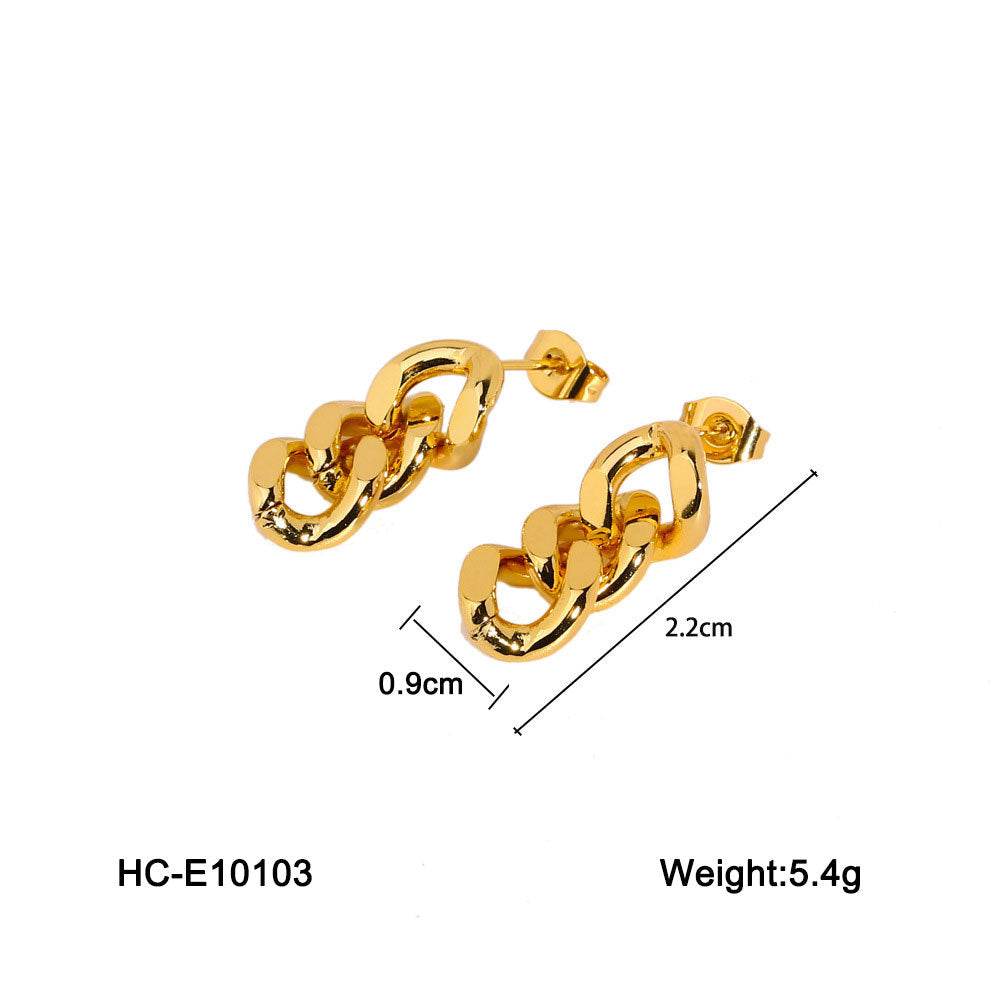 Circle Chain Geometric Stainless Steel Electroplating Earrings