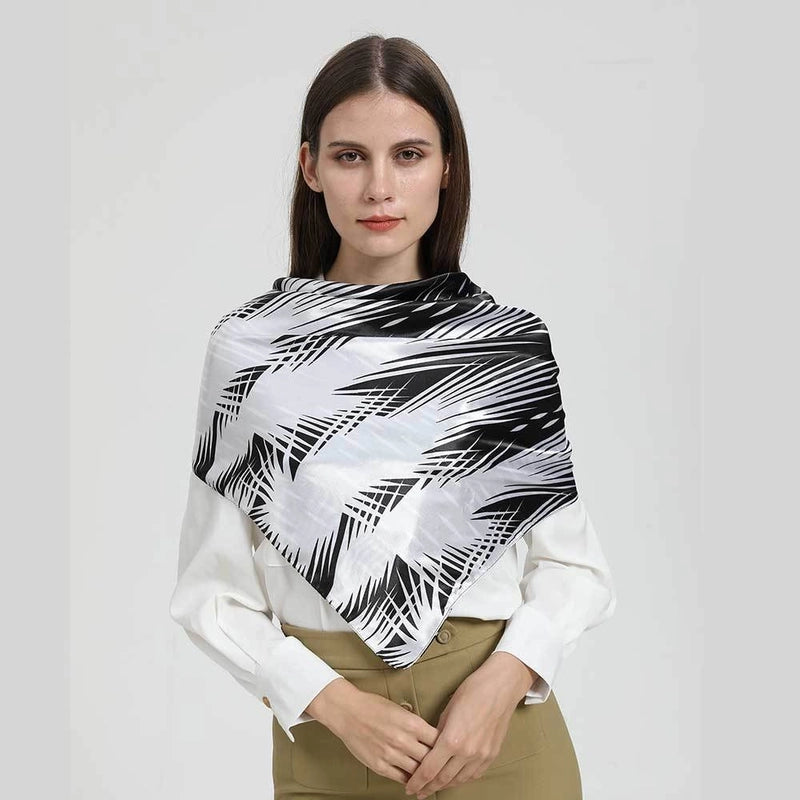 Women's Elegant Letter Plaid Polka Dots Satin Printing Silk Scarf