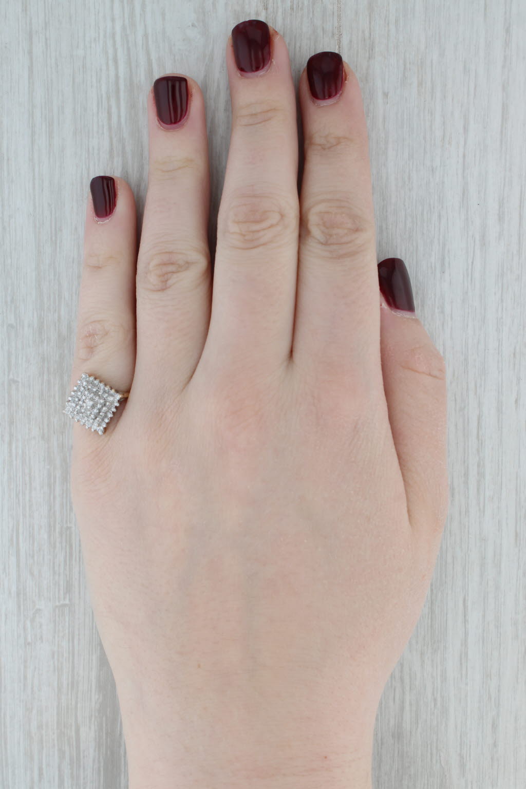 0.50ctw Diamond Cluster Ring 14k White Yellow Gold Size 6