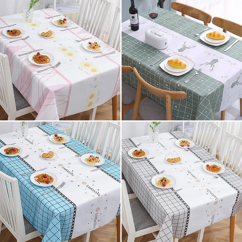 Plaid Tablecloth Waterproof Anti-scald And Oil-proof Household Rectangular Small Fresh Disposable Tablecloth  Coffee Table Tablecloth