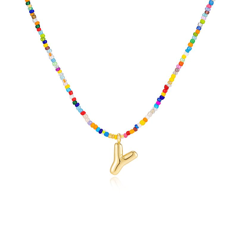 🌈 Letter Beaded Necklace for Women🔤A-Z