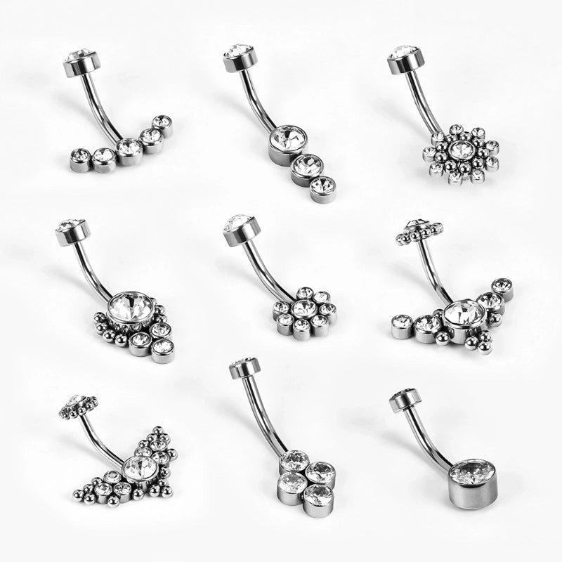 1 Piece Belly Rings Minimalist Classic Style Solid Color 302 Stainless Steel 316 Stainless Steel  Polishing Rhinestone Inlay Diamond Belly Rings