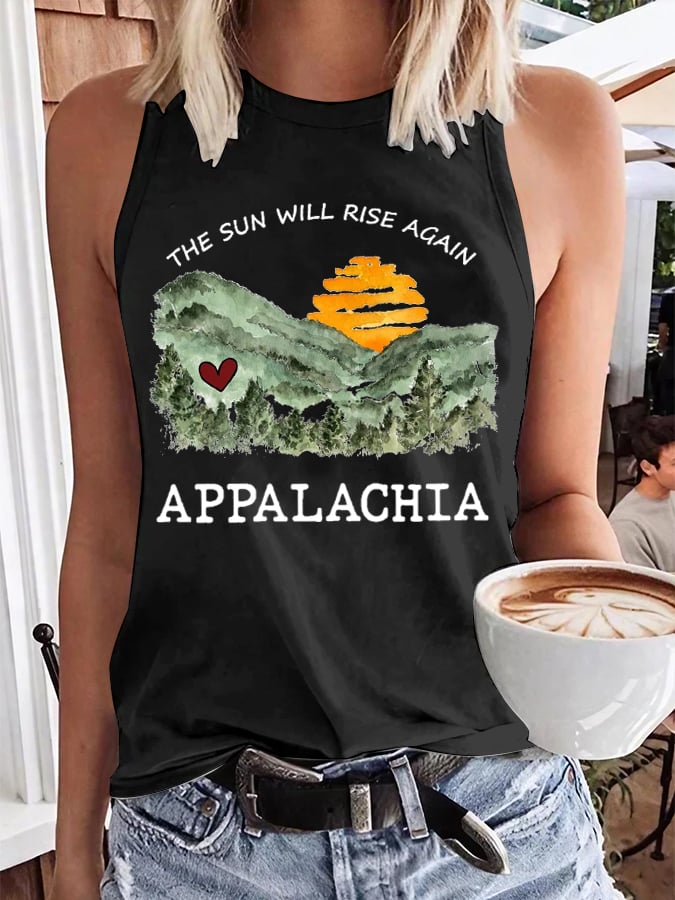 Women's Appalachia Strong. The Sun Will Rise Again Printed Tank Top