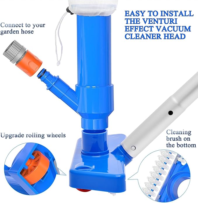 Portable Pool Vacuum - with Brush & 48 Pole