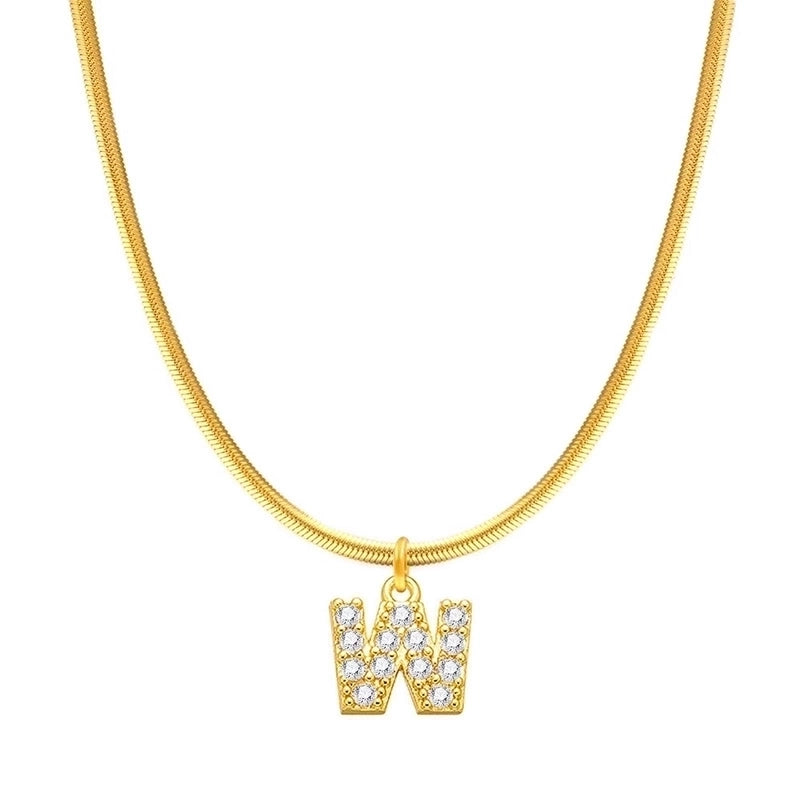 304 Stainless Steel Copper Retro Classic Style Inlay Letter Zircon Pendant Necklace