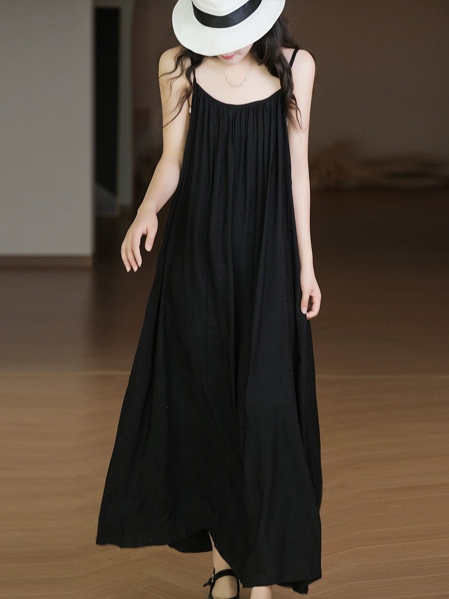 Women Summer Pure Color O-Neck Cotton Vest Dress