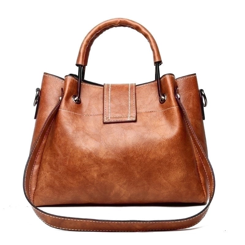 Women's Medium All Seasons Pu Leather Solid Color Vintage Style Square Zipper Handbag