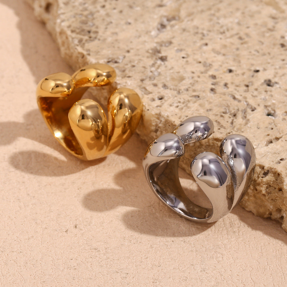 Expressive Fashion Circle Droplet Stainless Steel 18K Gold Plated Rings