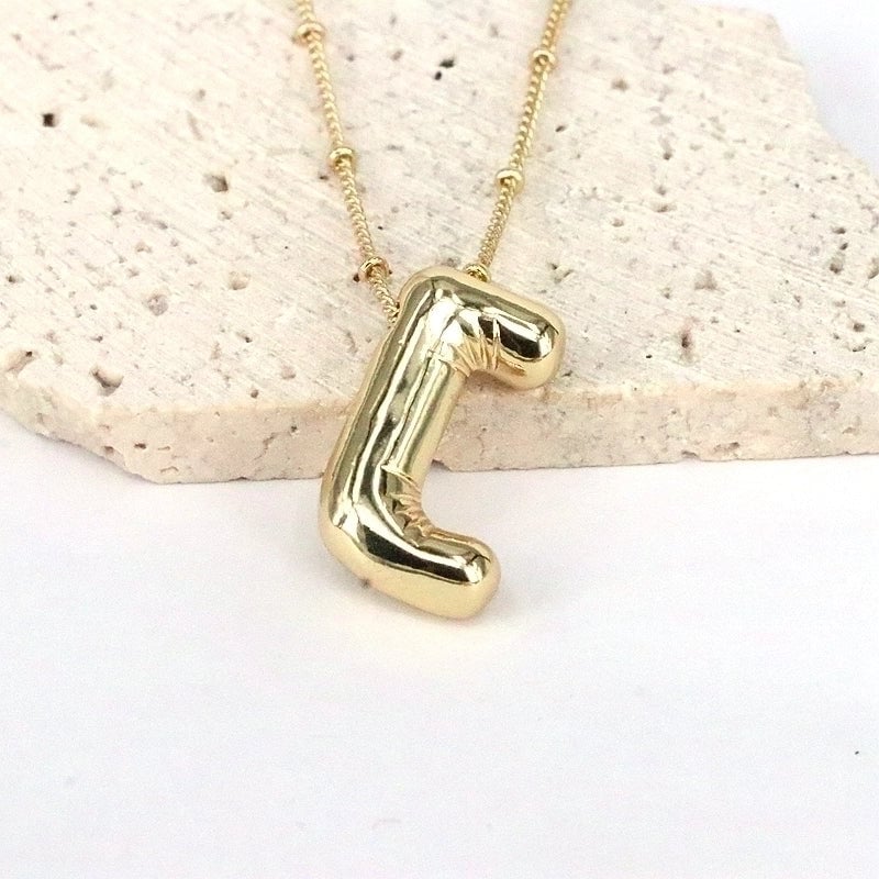 Minimalist Classic Style Letter Copper 18k Gold Plated Pendant Necklace In Bulk